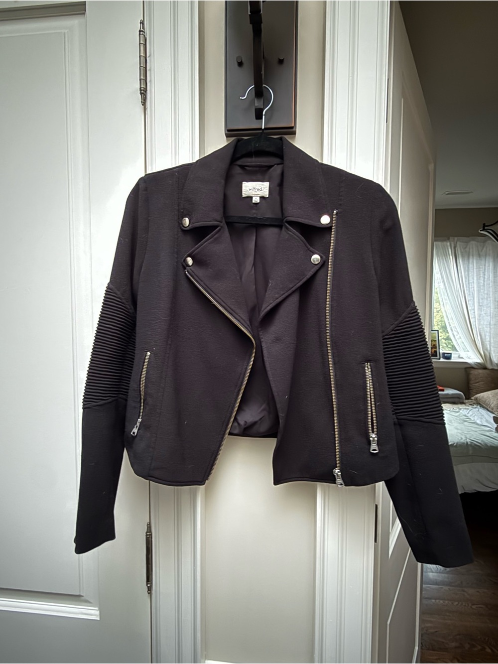 Wilfred Black Moto-Style Zip Jacket